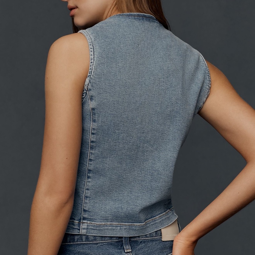 Anthropologie The Jolene Regenerative Cotton Denim Vest by Pilcro SIZE XS NEW - Picture 2 of 7